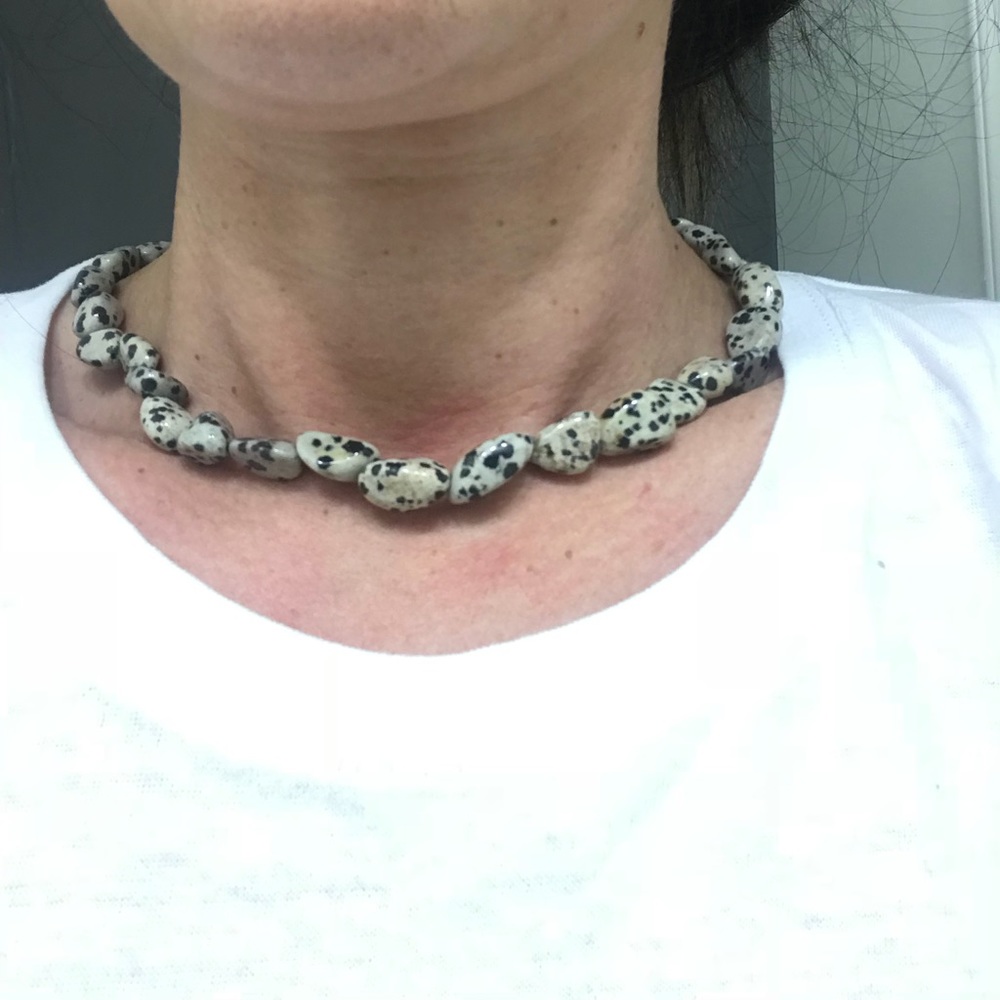Dalmatian jasper stone choker necklace
